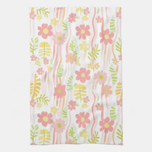 Pastel Retro Bloemen (3) Theedoek