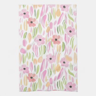 Pastel Retro Bloemen (5) Theedoek