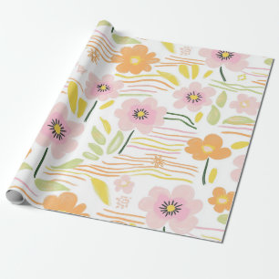 Pastel Retro Bloemen (7) Cadeaupapier