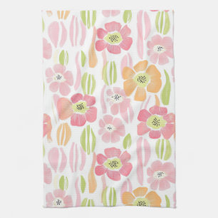 Pastel Retro Bloemendesign (1) Theedoek