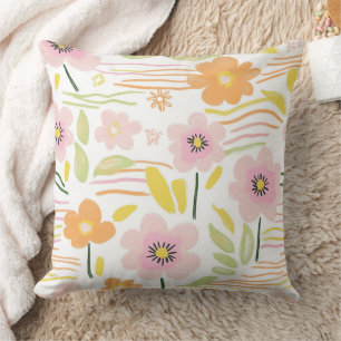 Pastel Retro Bloemendesign (7) Kussen