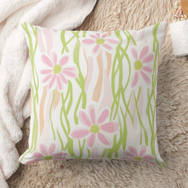 Pastel Retro Bloemendesign (9) Kussen (Deken)