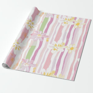 Pastel Retro Bloemmotief (9) Cadeaupapier