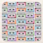 Pastel Retro Cassette Tapes Pattern Vierkante Kartonnen Onderzetter (Voorkant)