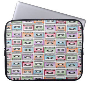 Pastel Retro Cassettebandjes Patroon Laptop Sleeve