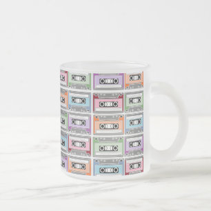Pastel Retro Cassettebandjes Patroon Matglas Koffiemok