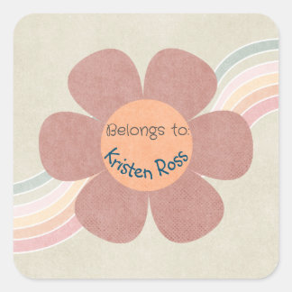 Pastel Retro Daisies & Rainbows is eigendom van St Vierkante Sticker