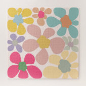 Pastel Retro golvende bloemen Legpuzzel (Horizontaal)