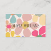 Pastel Retro golvende bloemen Visitekaartje (Voorkant)
