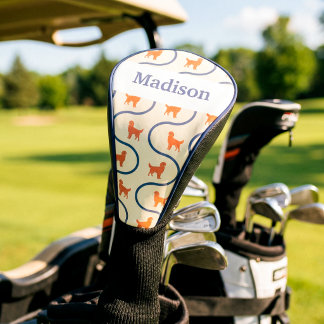 Pastel Retro Goudkleurige Retriever Golfpatroon Golfheadcover
