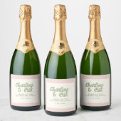 Pastel Retro Handschrift bruiloft Mousserende Wijn Sparkling Wijnetiket (Flessen)