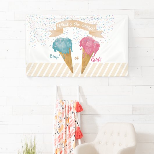 Pastel Retro Ice Cream Gender Reopenbaart Spandoek (Insitu)