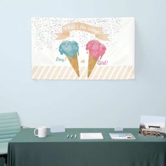 Pastel Retro Ice Cream Gender Reopenbaart Spandoek (Beurs)