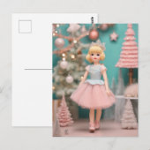 Pastel Retro Kerstpop Briefkaart (Voorkant / Achterkant)