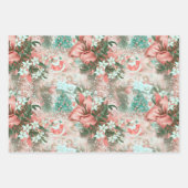 Pastel Retro-kerstvignet Inpakpapier Vel (Voorkant 3)