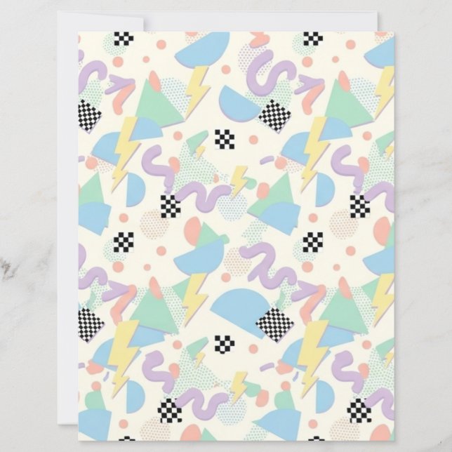 Pastel Retro Memphis Pattern Swirls (Voorkant)