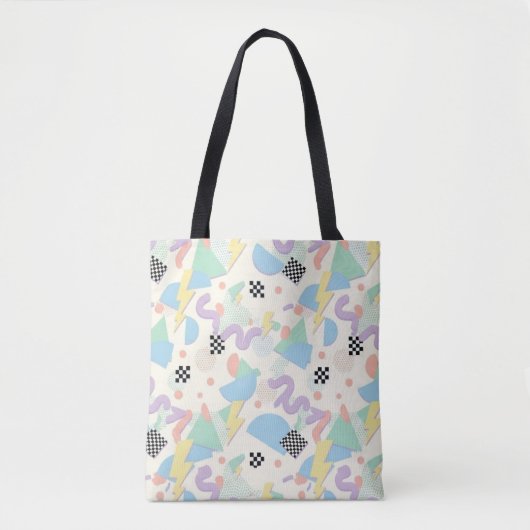 Pastel Retro Memphis Pattern Swirls Draagtas (Voorkant)