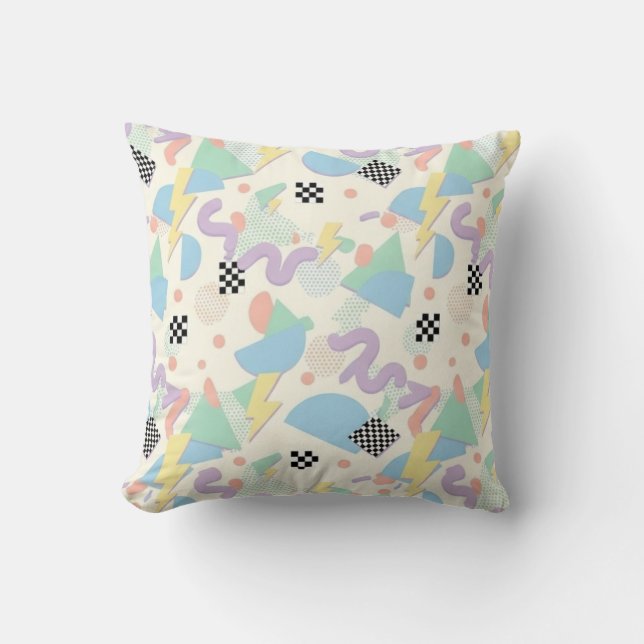 Pastel Retro Memphis Pattern Swirls Kussen (Voorkant)