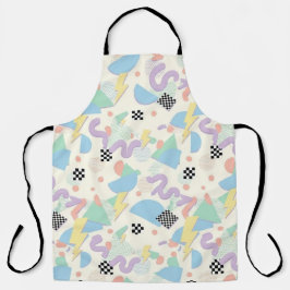 Pastel Retro Memphis Pattern Swirls Schort