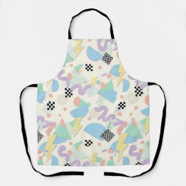 Pastel Retro Memphis Pattern Swirls Schort