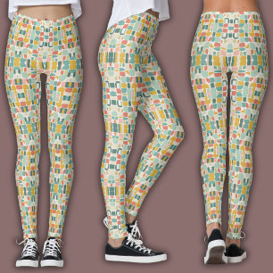 Pastel Retro Patroon Geometrische Pods Leggings