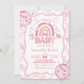 Pastel Retro Rainbow Groovy Baby shower Kaart (Voorkant)