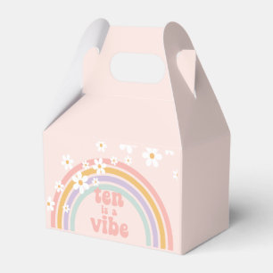 Pastel Retro Regenboog met Madeliefjes Tien is een Bedankdoosjes