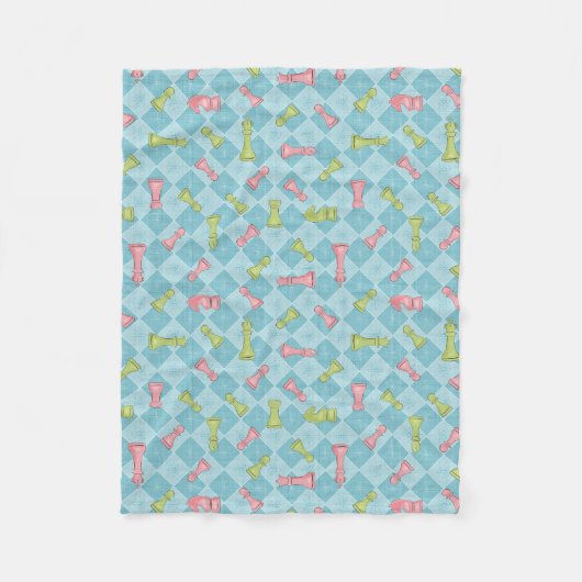 Pastel Retro Schaakbord Fleece Deken (Voorkant)