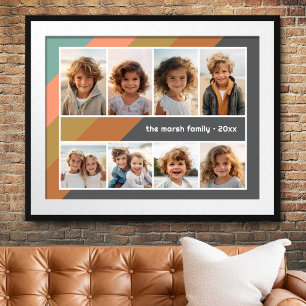Pastel Retro Streep - 8 Foto Collage Poster