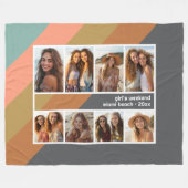 Pastel Retro Stripe 8 Foto Collage Meisjes Weekend Fleece Deken (Voorkant (Horizontaal))
