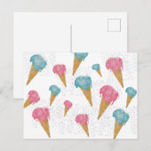 Pastel Retro Waterverf Ice Cream & Sprins Feestdagenkaart (Voorkant / Achterkant)