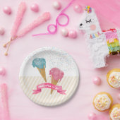 Pastel Retro Waterverf Ice Cream & Sprins Papieren Bordje (Feest)