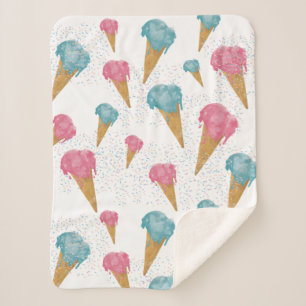 Pastel Retro Waterverf Ice Cream & Sprins Sherpa Deken