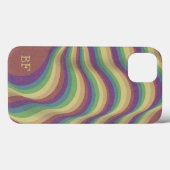 Pastel Retro Wavy Rainbow Lines Monogram Initialen Case-Mate iPhone Case (Achterkant (horizontaal))