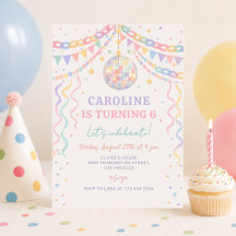 Pastel Retro Whimsische Disco Slinger Verjaardag