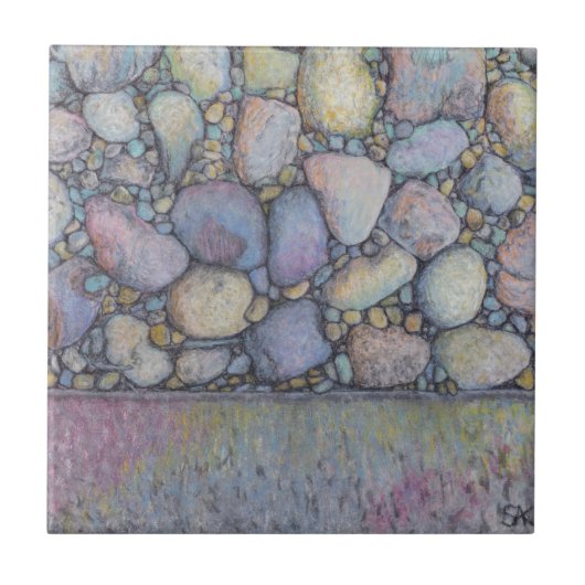 Pastel River Rock en Pebbles Tegeltje (Voorkant)