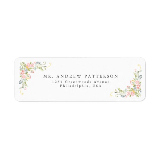 Pastel Rococo Garden Floral Wedding  Etiket (Voorkant)