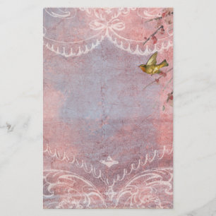 Pastel Rococo met Bird Stationery Briefpapier