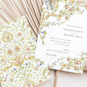 Pastel Rococo Scrollwork Bloemen Huwelijk Kaart