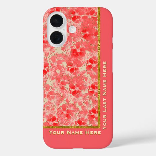 Pastel rode bloesems op crème - gepersonaliseerd Case-Mate iPhone case (Achterkant)