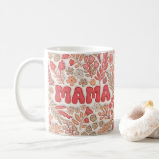 Pastel Rode en Perzik Bloemmotief Mama Koffiemok