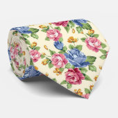 Pastel Romantic blossom Pink, Red, Blue Rozen name Stropdas (Opgerold)