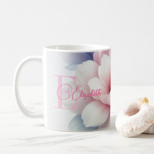 Pastel romantique Mug personnalisé - Monogramme pe (Avec donut)