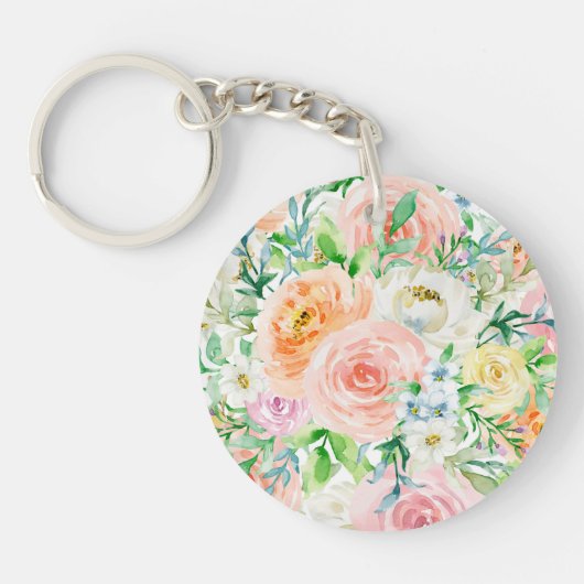 Pastel romantische tuin sleutelhanger (Voorkant)