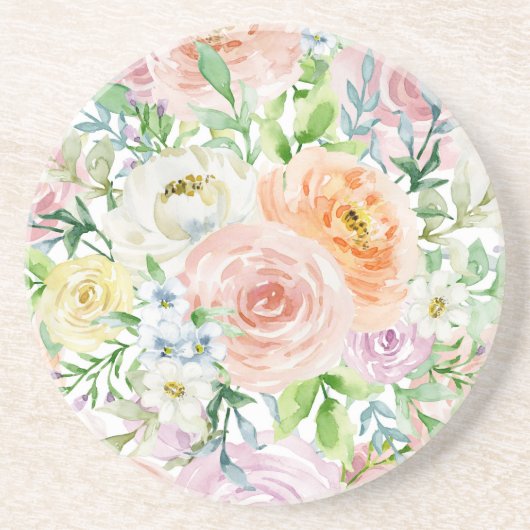 Pastel romantische tuin zandsteen onderzetter (Voorkant)