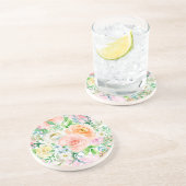 Pastel romantische tuin zandsteen onderzetter (Zijkant)