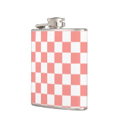 Pastel Rood Wit Geruit Checkerboard  Heupfles (Links)