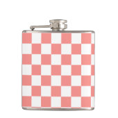 Pastel Rood Wit Geruit Checkerboard  Heupfles (Voorkant)