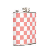 Pastel Rood Wit Geruit Checkerboard  Heupfles (Rechts)