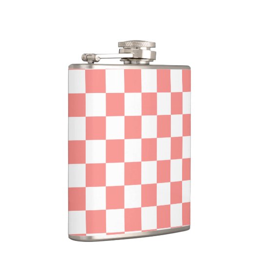 Pastel Rood Wit Geruit Checkerboard  Heupfles (Rechts)